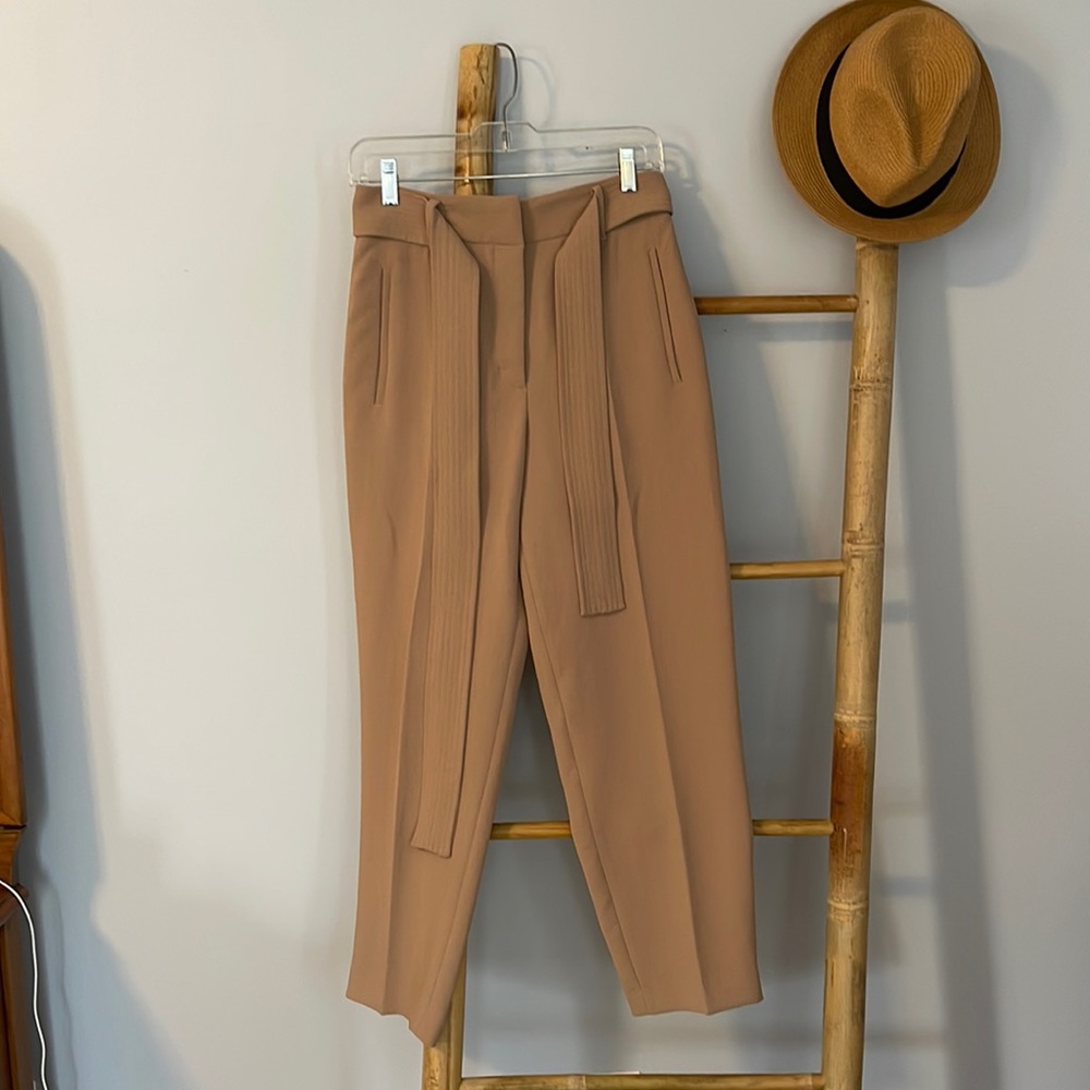 Wilfred Taupe High-Waist Tailored Pants with Belt Tie Front Pant
